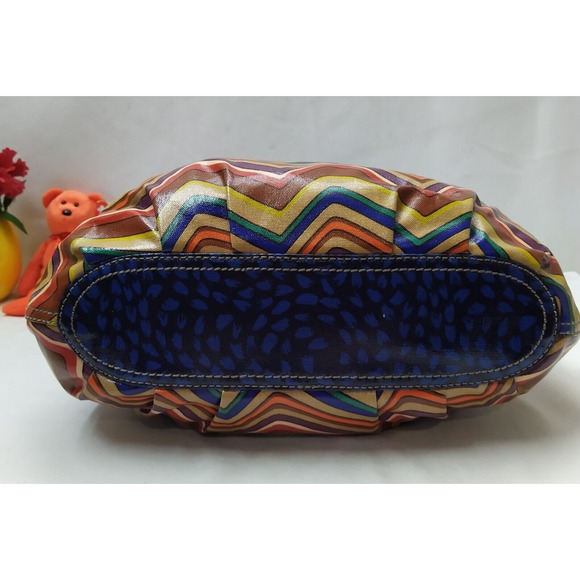 Fossil Key Per Multicolor Coated Canvas Stripe Double Handle Tote Shoulder Bag - Picture 6 of 15